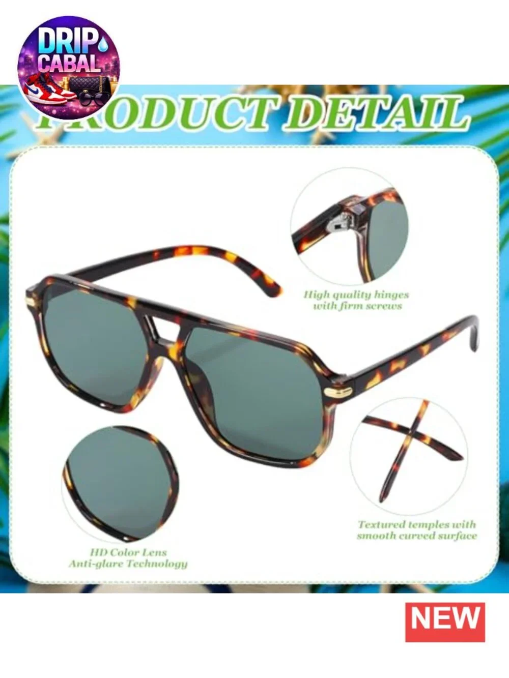 Oversized Square Sunglasses with UV400 Protection Retro Style 4 Pack